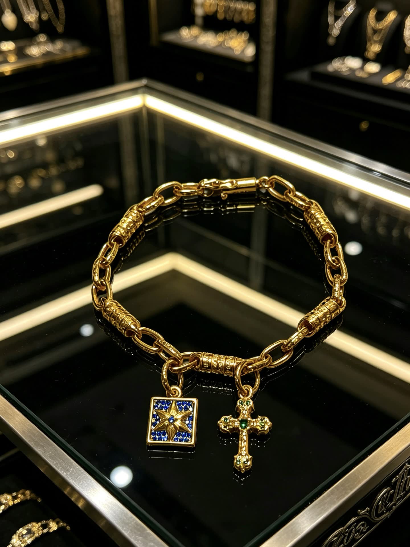 Chrome Hearts Gold Tone Bracelet with Charms